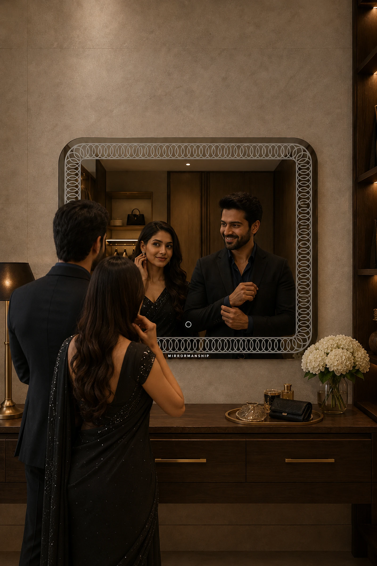 Couple getting ready · Lights OFF